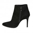 Bottines à bout pointu pour femmes avec fermeture éclair en daim noir talon aiguilles 10 - Pointures disponibles:  31, 32