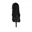 Botines a punta para mujer con cremallera en gamuza negra tacon de aguja 10 - Tallas disponibles:  31, 32, 34