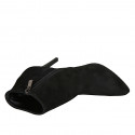 Botines a punta para mujer con cremallera en gamuza negra tacon de aguja 10 - Tallas disponibles:  31, 32, 34