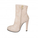Woman's ankle boot with zipper and platform in light beige suede heel 11 - Available sizes:  42