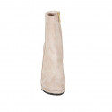 Woman's ankle boot with zipper and platform in light beige suede heel 11 - Available sizes:  42