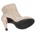 Woman's ankle boot with zipper and platform in light beige suede heel 11 - Available sizes:  42