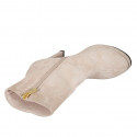 Stivaletto con cerniera e plateau in camoscio beige chiaro tacco 11 - Misure disponibili: 42