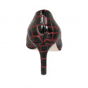 Zapato de salon para mujer en piel cepillada estampada roja y negra tacon 7 - Tallas disponibles:  32