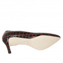 Women's pump shoe in black and red printed brush-off leather heel 7 - Available sizes:  32, 33