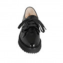 Chaussure pour femmes derby à lacets en cuir verni noir talon 4 - Pointures disponibles:  44