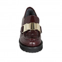 Woman's loafer with elastic and accessory in maroon patent leather heel 3 - Available sizes:  32