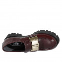 Woman's loafer with elastic and accessory in maroon patent leather heel 3 - Available sizes:  32