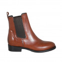 Woman's ankle boot in cognac brown leather with elastic bands heel 3 - Available sizes:  43