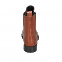 Woman's ankle boot in cognac brown leather with elastic bands heel 3 - Available sizes:  43