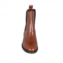 Woman's ankle boot in cognac brown leather with elastic bands heel 3 - Available sizes:  43