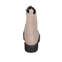 Woman's laced ankle boot with zipper in nude and black leather heel 4 - Available sizes:  42