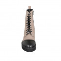 Woman's laced ankle boot with zipper in nude and black leather heel 4 - Available sizes:  42