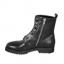 Woman's ankle boot with zipper and Brogue pattern in black leather heel 3 - Available sizes:  33