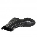 Woman's ankle boot with zipper and Brogue pattern in black leather heel 3 - Available sizes:  33