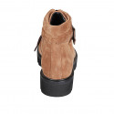 Botin para mujer con cordones y hebilla en gamuza cognac tacon 4 - Tallas disponibles:  43, 44, 45