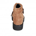 Woman's laced ankle boot with buckle in tan brown suede heel 4 - Available sizes:  43, 44, 45