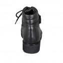 Woman's laced ankle boot with buckle in black leather heel 4 - Available sizes:  43, 46