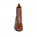 Bottines pour femmes avec elastiques en cuir brun clair talon 4 - Pointures disponibles:  32, 45