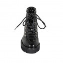 Woman's laced ankle boot with buckle in black patent leather heel 4 - Available sizes:  44, 45