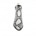 Woman's pointy texan ankle boot with zippers in black and white printed leather heel 4 - Available sizes:  42