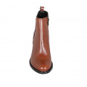 Bottines pour femmes avec fermeture éclair et elastique en cuir brun clair talon 7 - Pointures disponibles:  43