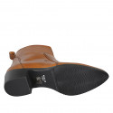 Bottine Texan pour femmes avec fermeture éclair en cuir cognac talon 4 - Pointures disponibles:  42, 43