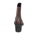 Bottines pour femmes avec élastiques en cuir marron foncé talon 7 - Pointures disponibles:  42, 43