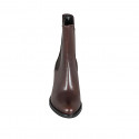 Woman's ankle boot with elastic bands in dark brown leather heel 7 - Available sizes:  42