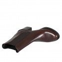 Woman's ankle boot with elastic bands in dark brown leather heel 7 - Available sizes:  42