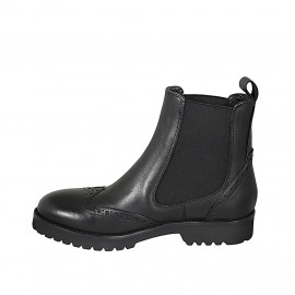 Stivaletto da donna in pelle nera con elastici e lavorazione a coda di rondine tacco 3 - Misure disponibili: 33 2