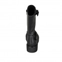 Woman's boot with zipper and buckles in black leather heel 4 - Available sizes:  32, 33
