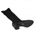 Bottes au-dessus de genou pour femmes en daim et matériau élastique noir talon 7 - Pointures disponibles:  34, 42, 43
