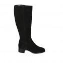 Botas con cremallera y punta cuadrada para mujer en gamuza negra tacon 4 - Tallas disponibles:  43