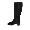 Woman's boot with zipper and squared tip in black suede heel 4 - Available sizes:  43