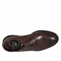 Men's derby shoe with laces and captoe in dark brown leather - Available sizes:  46, 49, 50