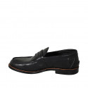 Men's mocassin in black-colored leather - Available sizes:  38, 47, 49, 50