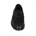 Men's mocassin in black-colored leather - Available sizes:  38, 47, 49, 50