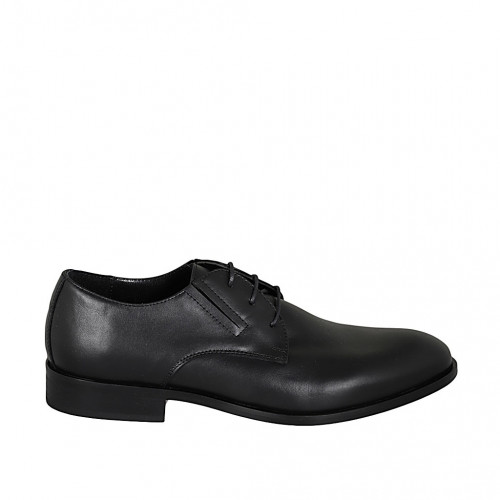 Zapato derby con cordones para hombres en piel negra - Tallas disponibles:  38, 50