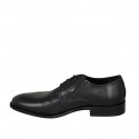 Men's derby shoe with laces in black leather - Available sizes:  36, 38, 47, 49, 50