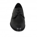 Men's derby shoe with laces in black leather - Available sizes:  36, 38, 47, 49, 50