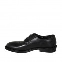 Men's laced derby shoe in black leather with captoe - Available sizes:  38