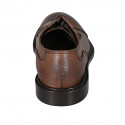 Chaussure derby avec lacets et bout droit pour hommes en cuir brun - Pointures disponibles:  50