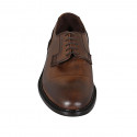 Zapato derby con cordones y puntera para hombres en piel brun - Tallas disponibles:  50