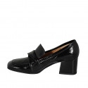 Woman's mocassin in black patent leather heel 5 - Available sizes:  42
