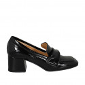 Woman's mocassin in black patent leather heel 5 - Available sizes:  42