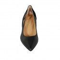 Woman's pump in black leather, suede and patent leather heel 5 - Available sizes:  32