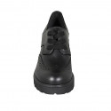 Woman's laced derby shoe with wingtip in black leather heel 6 - Available sizes:  43, 44
