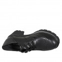 Woman's laced derby shoe with wingtip in black leather heel 6 - Available sizes:  43, 44