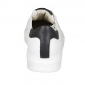 Woman's laced shoe with removable insole in white and black leather wedge heel 3 - Available sizes:  44